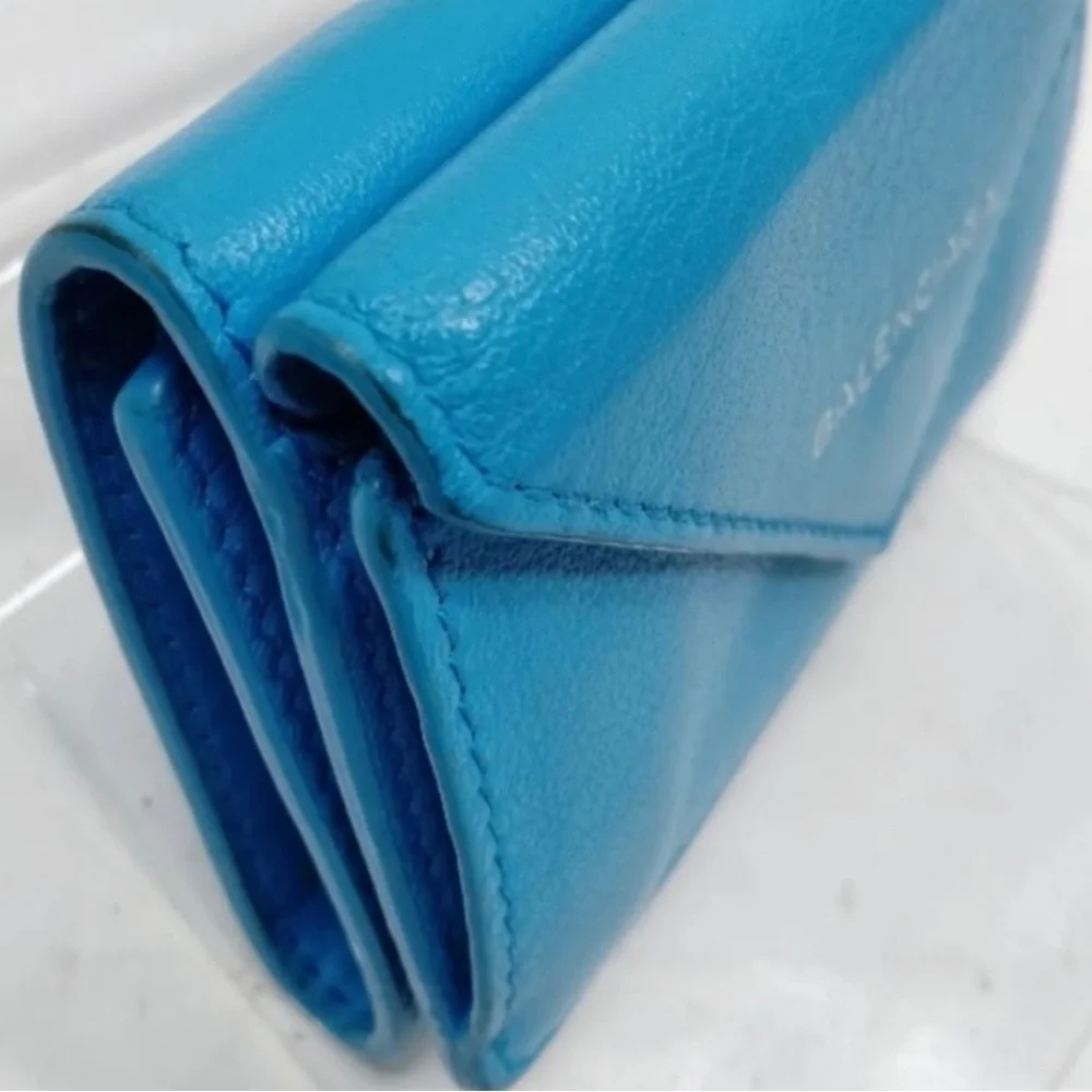 BALENCIAGA Rare Blue Azure Italian Leather Wallet - Picture 6 of 7